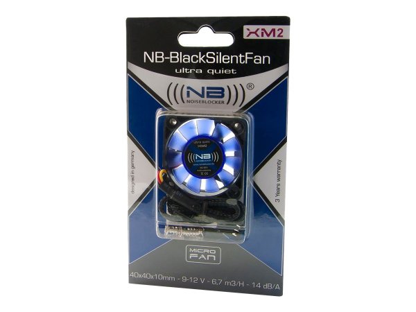 Blacknoise XM-2 - Ventilatore - 4 cm - 3800 Giri/min - 14 dB - 6,7 m³/h - Nero - Blu