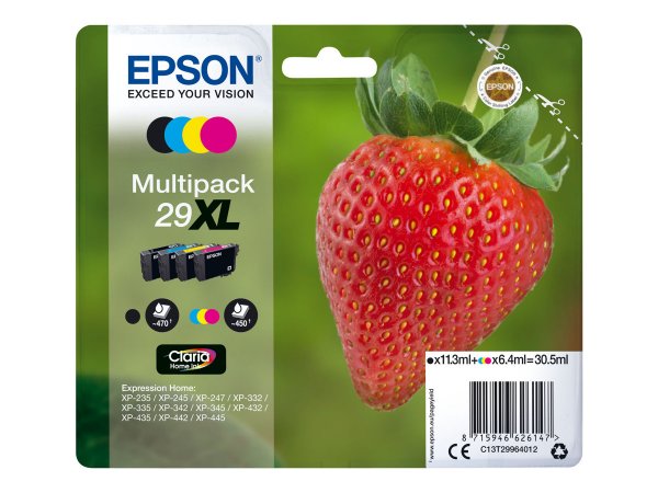 Epson Strawberry Multipack Fragole 4 colori Inchiostri Claria Home 29XL - Resa elevata (XL) - 11,3 m
