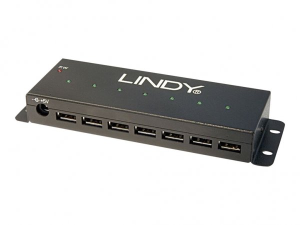 Lindy 7-Port USB Hub - 480 Mbit/s - Nero - 1,8 m - CE - 3,2 A - 165 mm