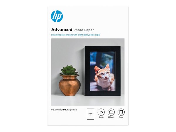 HP Confezione da 25 fogli di carta fotografica Advanced - lucida - 250 g/m2 - 10 x 15 cm (101 x 152