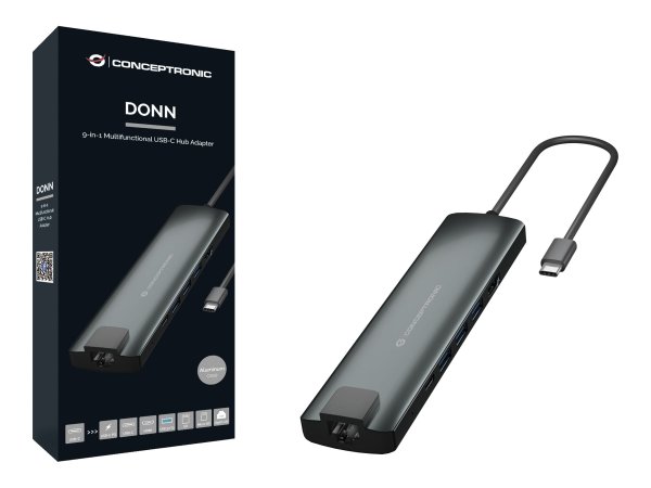 Conceptronic DONN06G - USB 3.2 Gen 1 (3.1 Gen 1) Type-C - 60 W - Nero - Argento - MicroSD (TransFlas