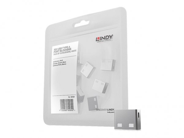 Lindy 40464 - Bloccaporte - USB tipo A - Bianco - Acrilonitrile butadiene stirene (ABS) - 10 pz - Sa