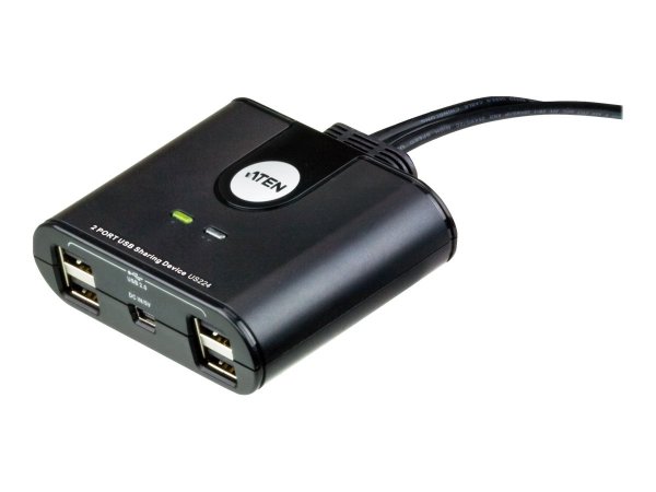 ATEN US224 - Nero 2-port Interruttore - USB 2.0 Displayport, USB Type-A, USB Type-B