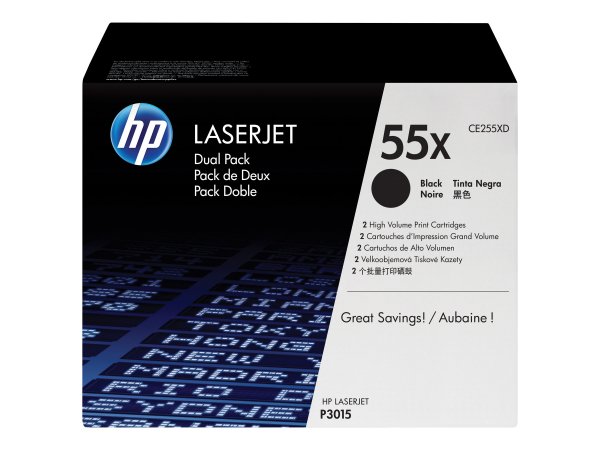 HP Confezione da 2 cartucce originali di Toner nero ad alta capacità LaserJet 55X - 25000 pagine - N