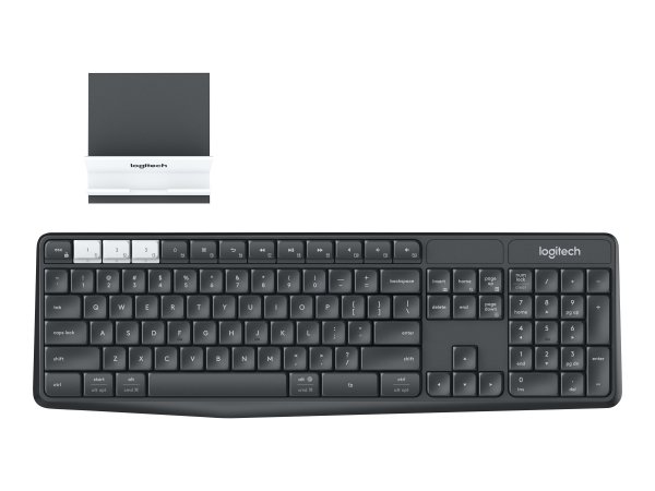 Logitech K375s Multi-Device Wireless Keyboard and Stand Combo - Full-size (100%) - Wireless - RF sen