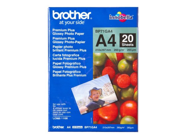 Brother Carta lucida A4 - 260 g/m² - A4 - Blu - Rosso - 20 fogli - 265 µm - 100 anno/i