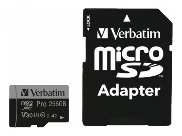 Verbatim Micro SD Card 256 GB SDXC Pro UHS-III Class 10 inkl. Adapter 1 - Extended Capacity SD (Micr