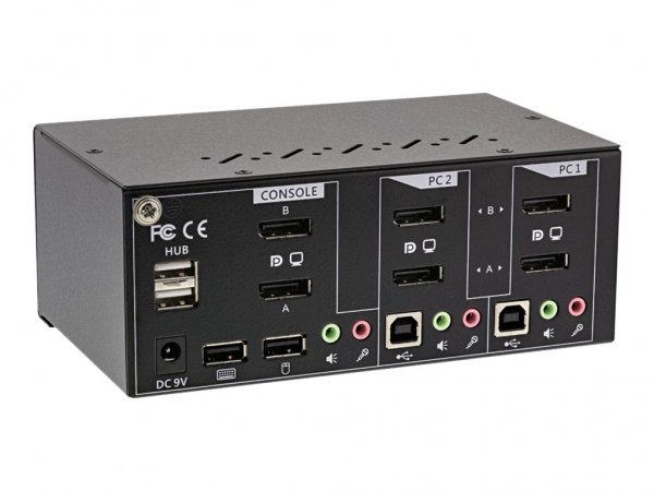 InLine KVM Switch desktop - 2 porte - Dual Monitor - DP 1.2 - 4K - USB 2.0 - Audio