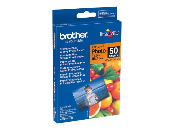 Brother BP71GP50 Premium Glossy Photo Paper - 260 g/m² - Bianco - 265 µm - 50 fogli - 102 x 152 mm