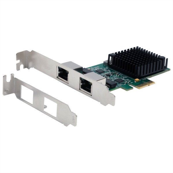 Exsys PCI Ethernet Karte 2.5Gigabit 2-Port inkl.LowProfileBügel Realtek - Nic - PCI-Express
