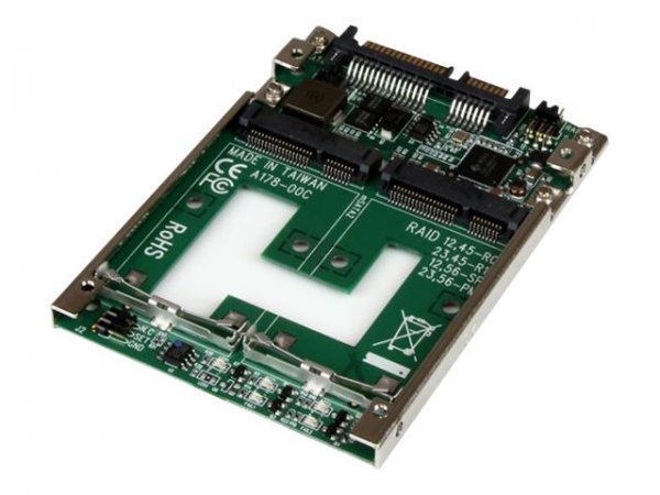 StarTech.com Convertitore adattatore doppia SSD mSATA a RAID SATA 2,5" - SATA - mSATA - Nero - Verde