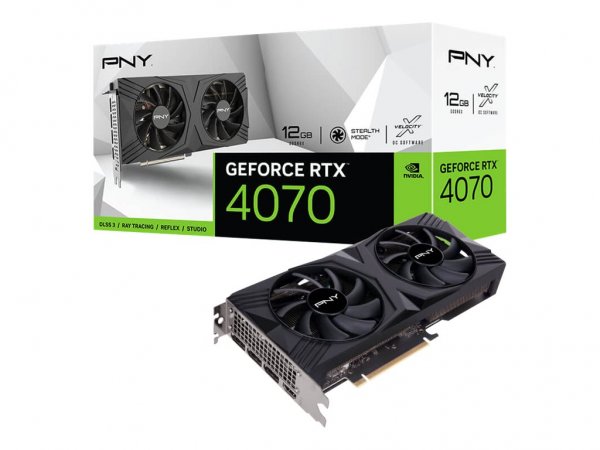 PNY VCG407012DFXPB1 - GeForce RTX 4070 - 12 GB - GDDR6X - 192 bit - 7680 x 4320 Pixel - PCI Express