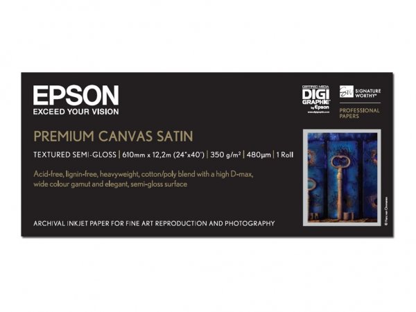 Epson Premium Canvas Satin - in rotoli da 60 - 96cm (24'') x 12 - 19m. - Satinata - 350 g/m² - Bianc