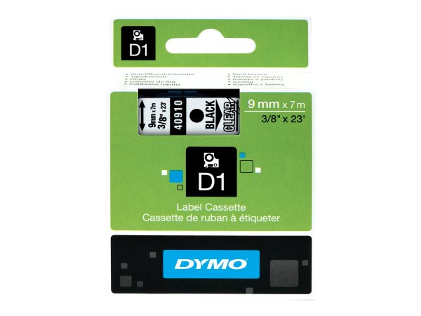 Dymo D1 Schriftband 9 mm x 7 m schwarz auf transparent 40910 - Etichette/etichette - A1