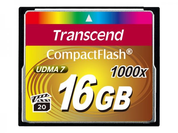 Transcend CompactFlash Card 1000x 16GB - 16 GB - CompactFlash - MLC - 160 MB/s - 120 MB/s - Nero