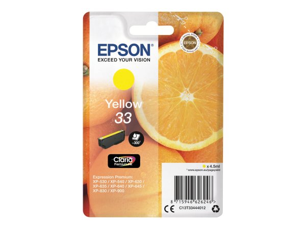 Epson Oranges Cartuccia Giallo T33 Claria Premium - Resa standard - Inchiostro a base di pigmento -