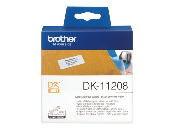 Brother Etichette per indirizzi grandi - Nero su bianco - 400 pz - DK - Bianco - Termica diretta - B