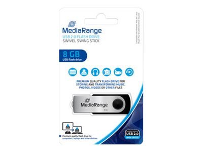 MEDIARANGE MR908 - 8 GB - USB Type-A / Micro-USB - 2.0 - 13 MB/s - Girevole - Nero - Argento