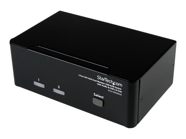 StarTech.com Switch KVM doppio monitor VGA DVI 2 porte USB con audio e hub USB 2.0 - 1920 x 1200 Pix