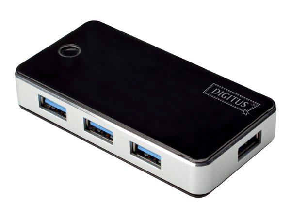 DIGITUS HUB USB 3.0 - 4 porte - nero - USB 3.2 Gen 1 (3.1 Gen 1) Type-A - 5000 Mbit/s - Nero - Argen
