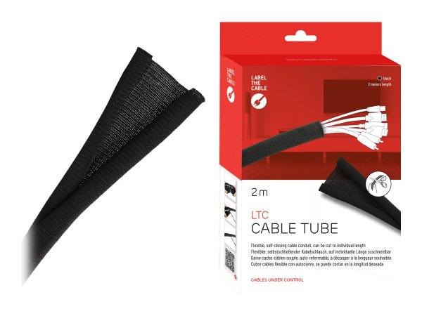 Label-the-cable Cable Tube - Portacavi a curva - 2 m - Poliestere - Nero