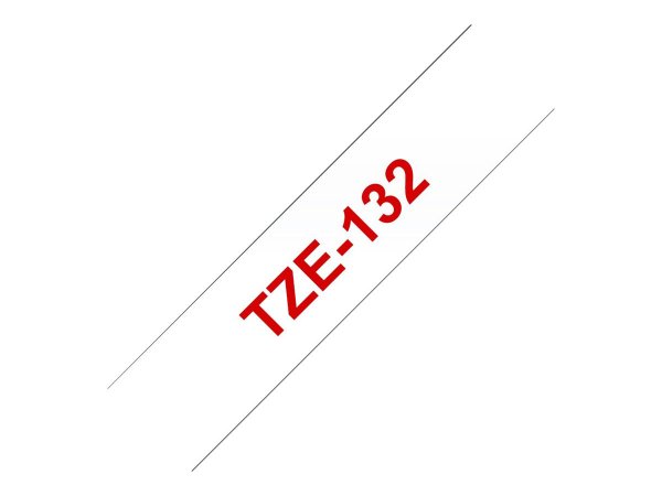 Brother TZe-132 - Rot auf durchsichtig - Rolle (1,2 cm x 8 m)