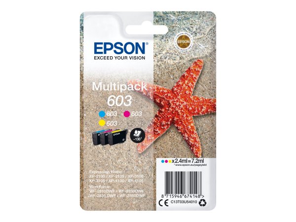 Epson Multipack 3-colours 603 Ink - Resa standard - 2,4 ml - 130 pagine - 1 pz - Confezione multipla