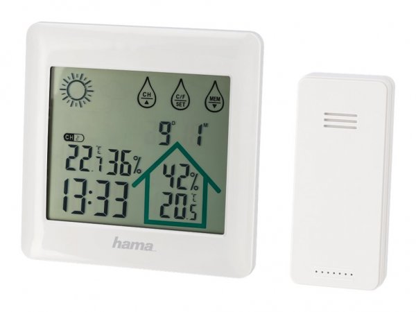 Hama Action - Bianco - Igrometro da interno - Termometro da interno - Igrometro per esterno - Termom