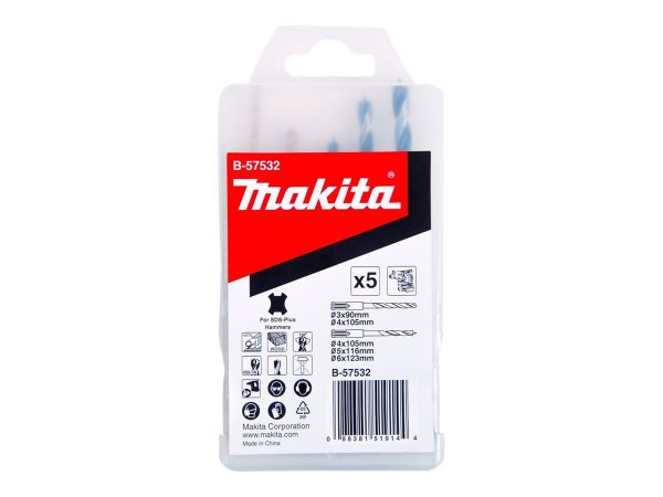 Makita B-57532 - Set di punte per trapano - Metallo - Legno - SDS-plus - 5 pezzo(i)