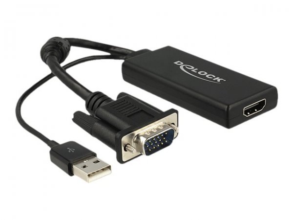 Delock 0.25m VGA+USB2.0-A/HDMI - 0,25 m - HDMI - VGA (D-Sub) + USB - Femmina - Maschio - 1920 x 1080
