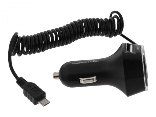 InLine Alimentatore USB per Auto - In: 12/24V - 2 x USB - Out: USB 5V/3,1A - 1m