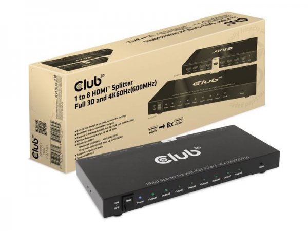 Club 3D 1 to 8 HDMI Splitter Full 3D and 4K60Hz