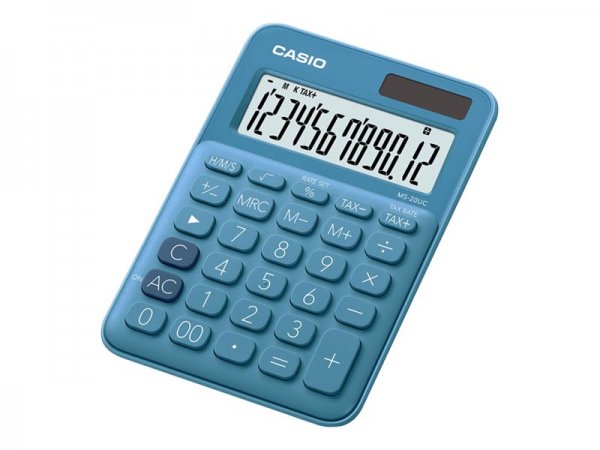 Casio MS-20UC-BU - Desktop - Calcolatrice di base - 12 cifre - 1 linee - Batteria/Solare - Blu