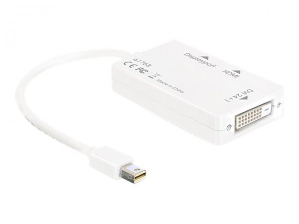Delock 61768 - 0,24 m - Mini DisplayPort - DisplayPort + DVI + HDMI - Maschio - Femmina - Bianco