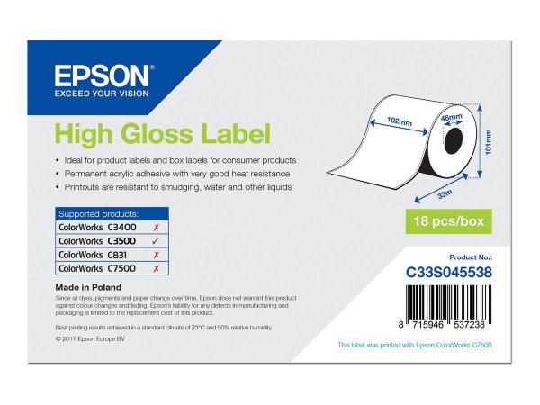 Epson High-glossy - Roll (10.2 cm x 33 m) 1 roll(s) labels