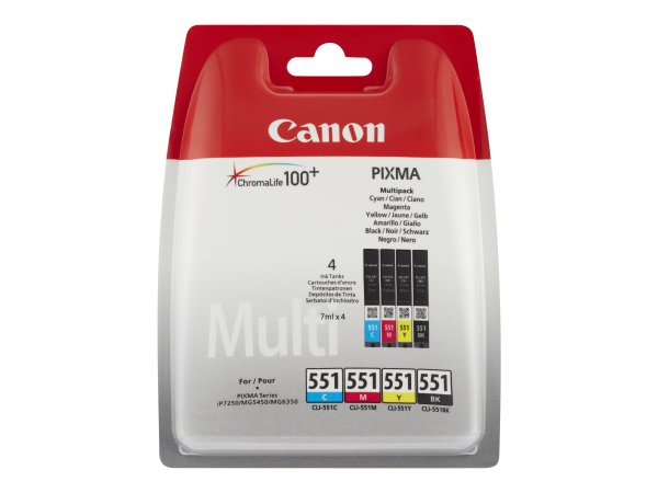 Canon Cartuccia d'inchiostro Multipack CLI-551 BK/C/M/Y - Resa standard - 4 pz - Confezione multipla
