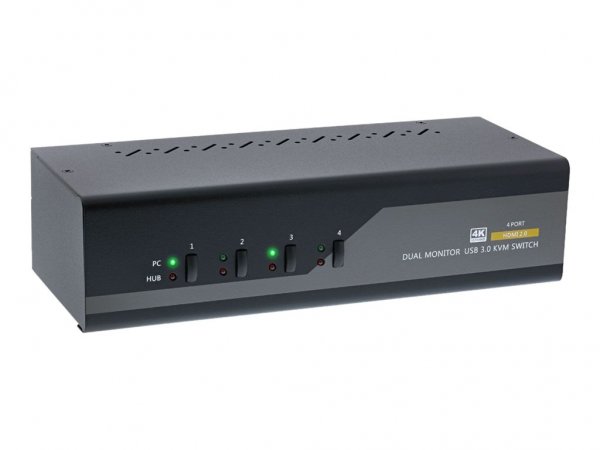 InLine Switch KVM Desktop - 4 porte - Dual Monitor - HDMI - 4K - USB 3.0 - Audio