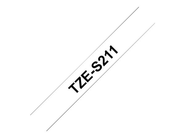 Brother TZe-S211 - Extra starker Klebstoff - Schwarz auf Weiß - Rolle (0,6 cm x 8 m)
