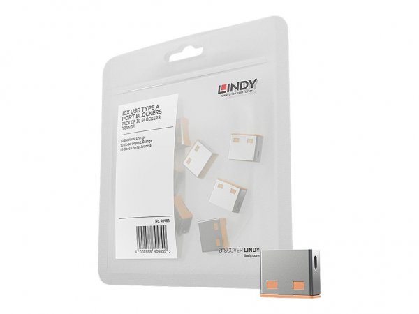 Lindy 40463 - Bloccaporte - USB tipo A - Arancione - Acrilonitrile butadiene stirene (ABS) - 10 pz -