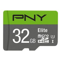 PNY Elite - 32 GB - MicroSDHC - Classe 10 - Class 1 (U1) - Verde - Grigio