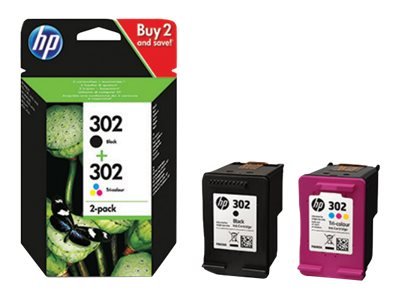 HP 302 Combo Pack - 2-pack - black, colour (cyan, magenta, yellow)