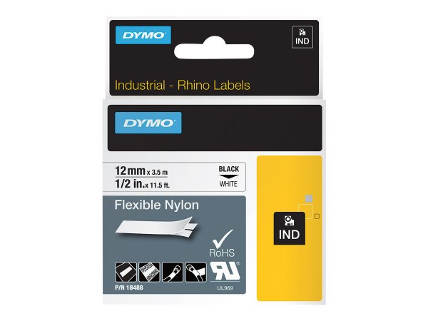 Dymo Nylon Flessibile IND - Nero su bianco - Multicolore - Nylon - -10 - 80 °C - UL 969 - DYMO