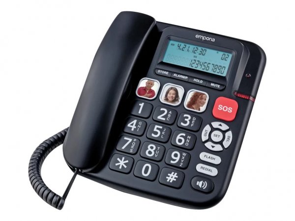 Emporia KFT20 - Telefono analogico - Cornetta cablata - Identificatore di chiamata - Nero