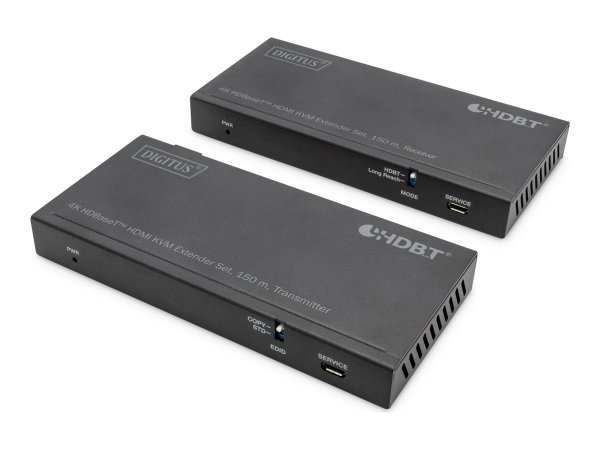 DIGITUS Set extender 4K HDBaseT™ HDMI KVM - 150 m - Trasmettitore e ricevitore - Cablato - 150 m - C