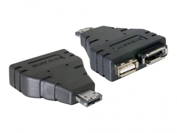 Delock Adapter Power-over-eSATA > 1x eSATA/1x USB - eSATA - 1xeSATA - 1xUSB - Nero