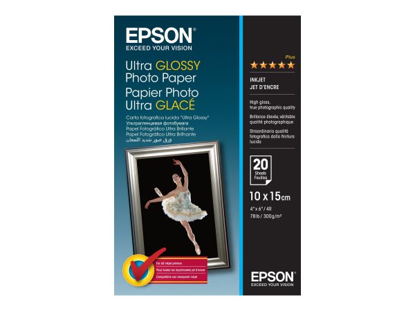 Epson Ultra Glossy Photo Paper - 10x15cm - 20 Fogli - Lucida - 300 g/m² - 20 fogli - - Expression Pr