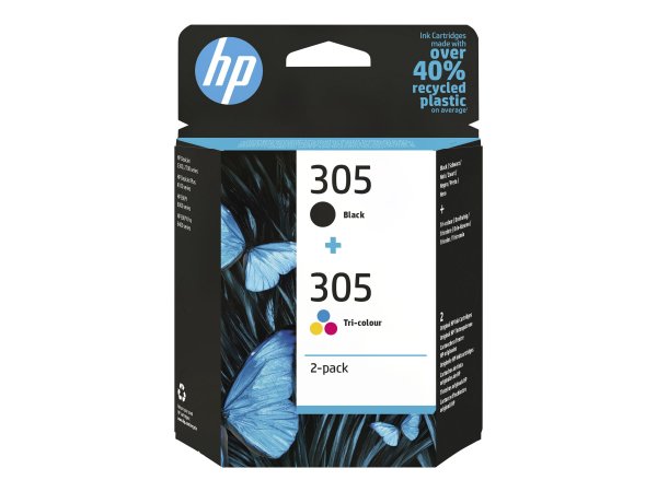 HP 305 2-Pack Tri-color/Black Original Ink Cartridge - Resa standard - Inchiostro colorato - Inchios