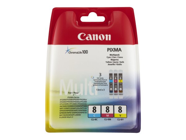 Canon Cartucce d'inchiostro colore Multipack CLI-8 C/M/Y - Inchiostro a base di pigmento - 3 pz
