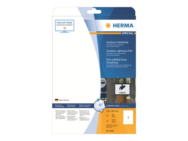 HERMA 9500 - Bianco - Etichetta per stampante autoadesiva - A4 - Poliolefine - Laser - Permanente