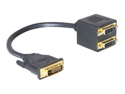 Delock Adapter DVI25 M > 2x DVI25 F - 0,2 m - DVI-I - DVI - Maschio - Femmina - Nero